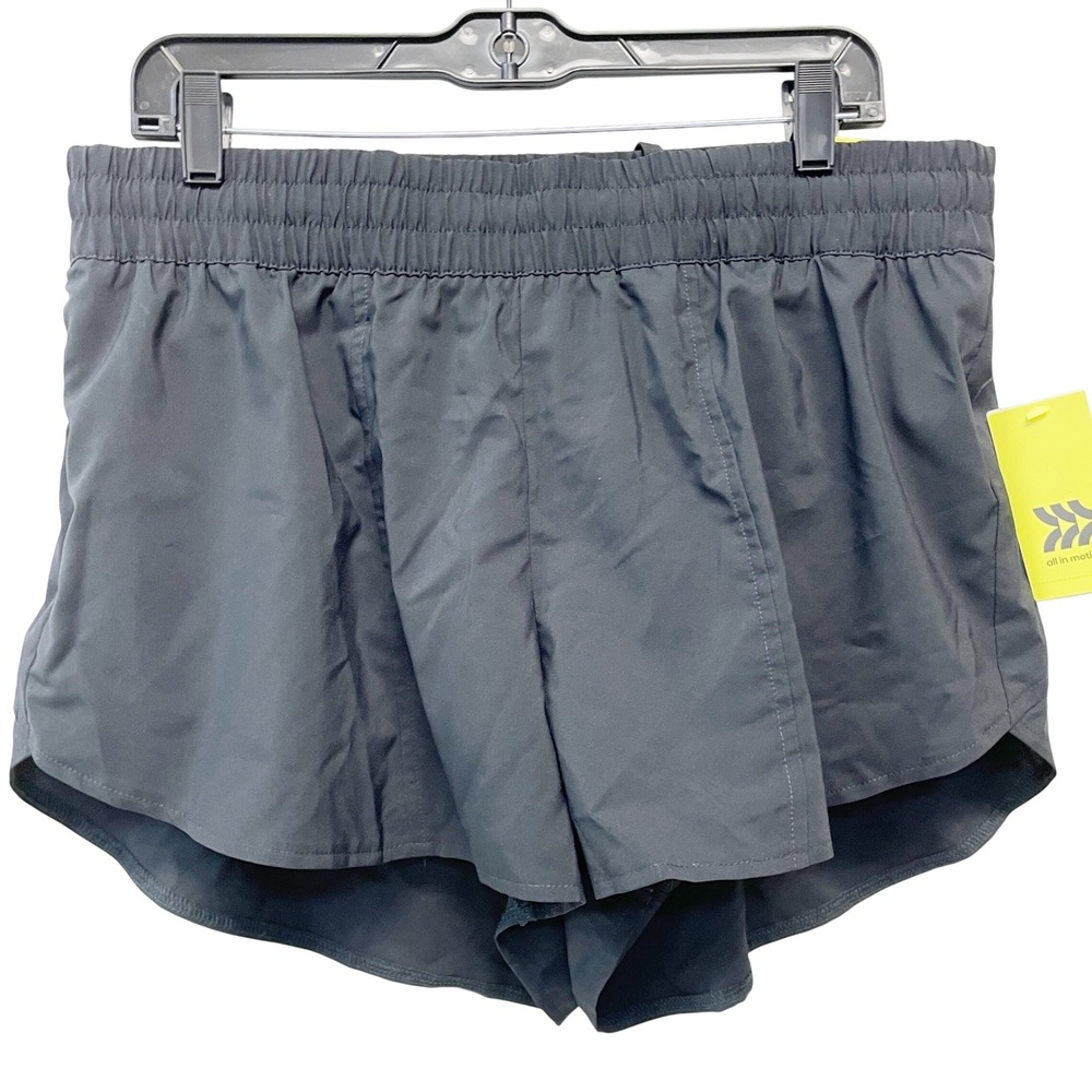 All in Motion Women's Black Elastic Waist Mid Rise Run Shorts Size Large - Picture 2 of 5